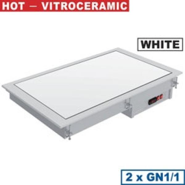 IN/VCX08-PWT (25) Einbau Warmhalteplatte Glaskeramik weiss 2 GN 1/1